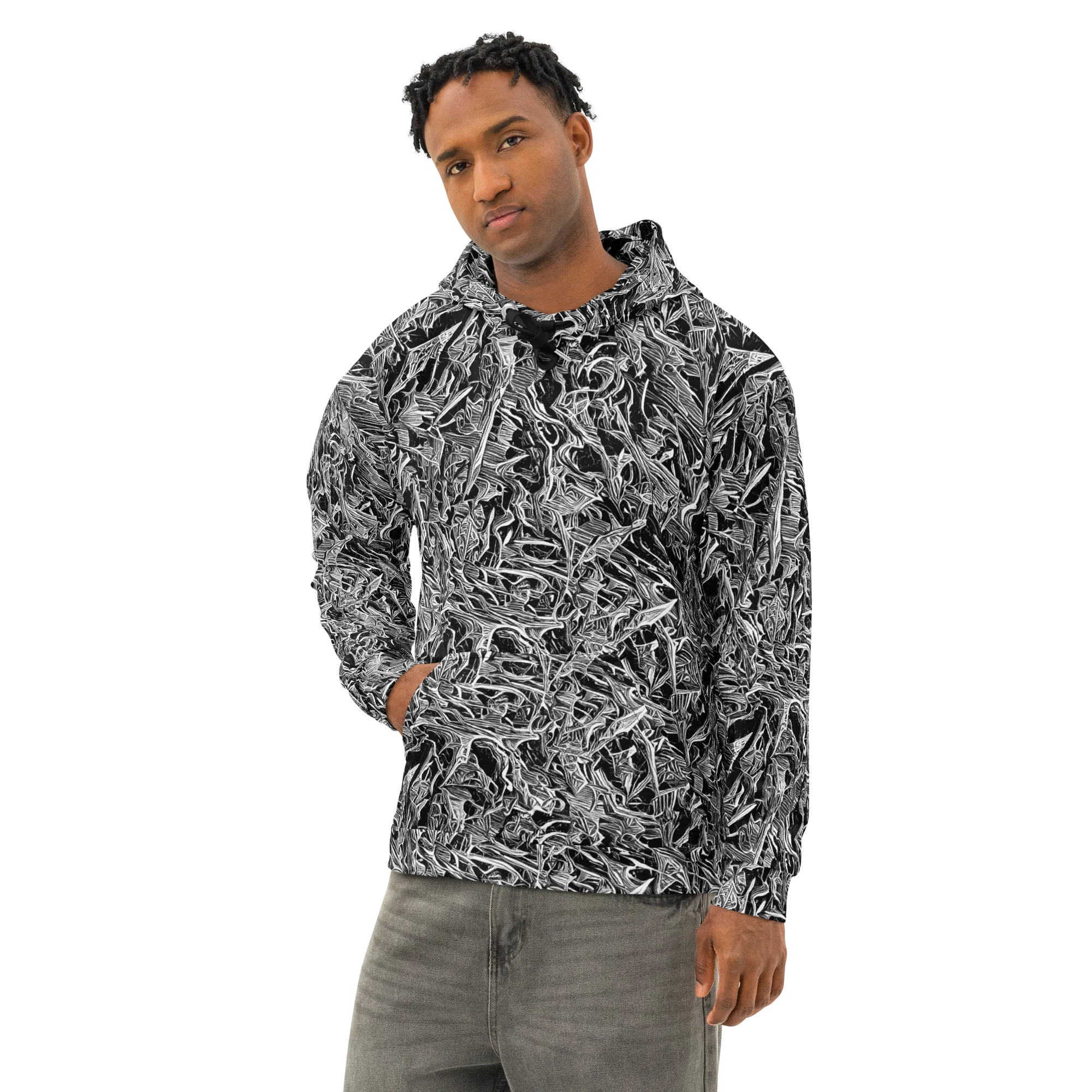 Noir Tendrils on Cotton Hoodie — Left Front