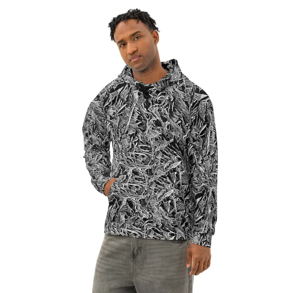 Noir Tendrils on Cotton Hoodie — Left Front