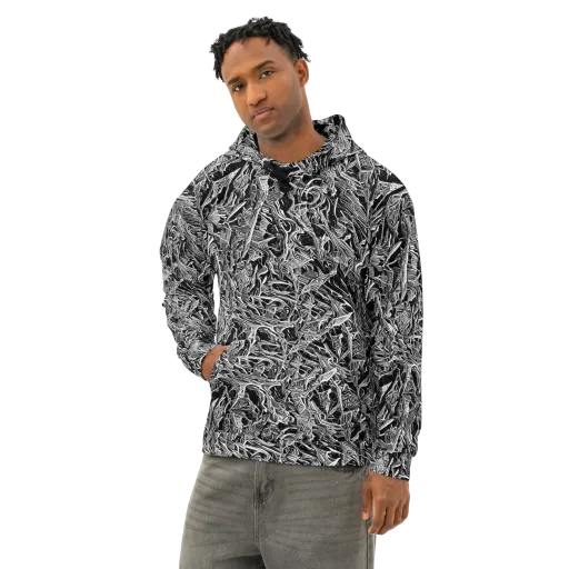 Noir Tendrils on a Cotton Hoodie