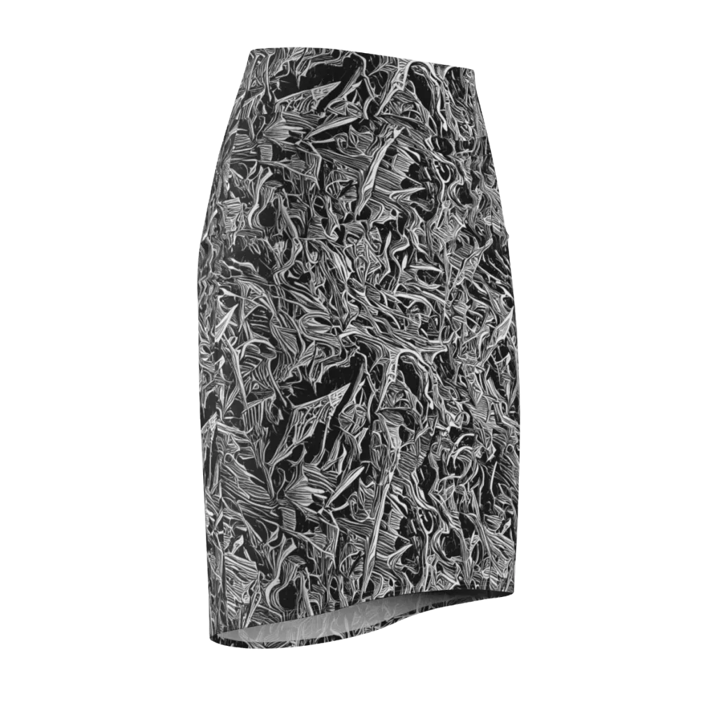 Noir Tendrils on Pencil Skirt — Front Side