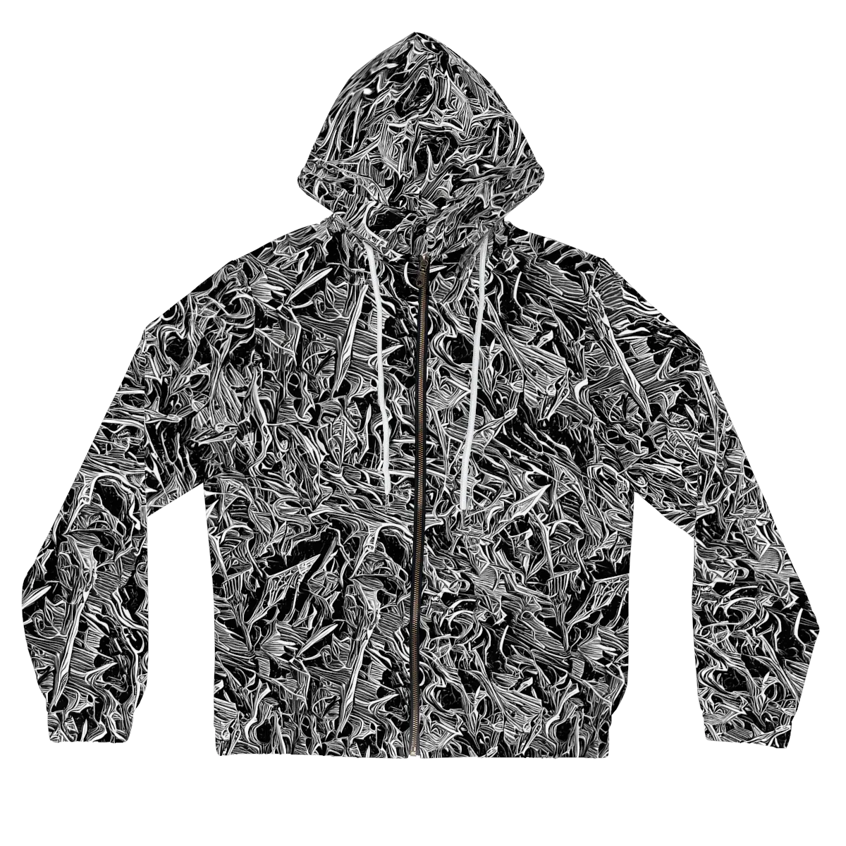 Noir Tendrils on Women's Full-Zip Hoodie — Front