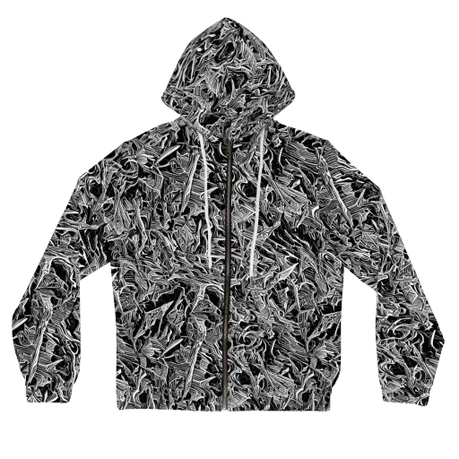 Noir Tendrils on a Women's Full-Zip Hoodie