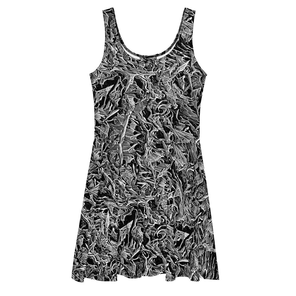 Noir Tendrils on Skater Dress — Front