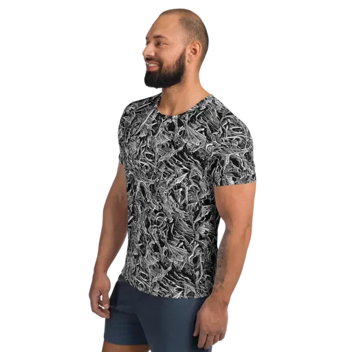 Noir Tendrils on a Men's Athletic T-Shirt