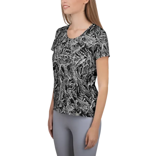 Noir Tendrils on a Women's Athletic T-Shirt