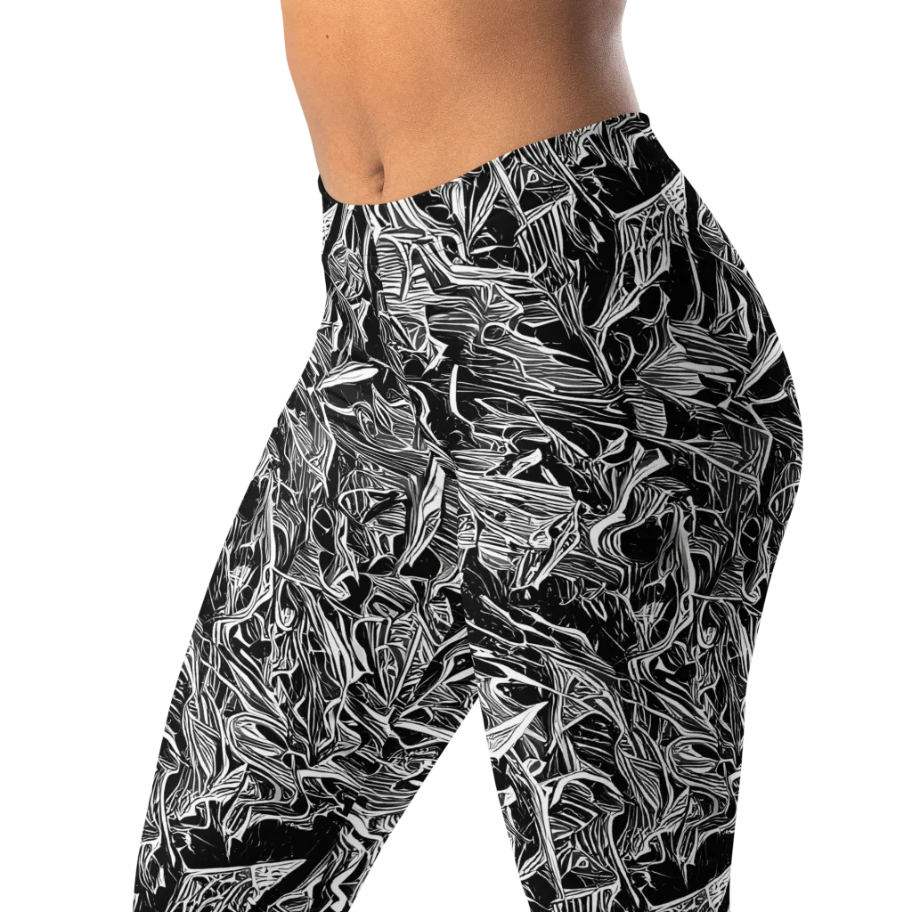 Noir Tendrils on Leggings — Left Front
