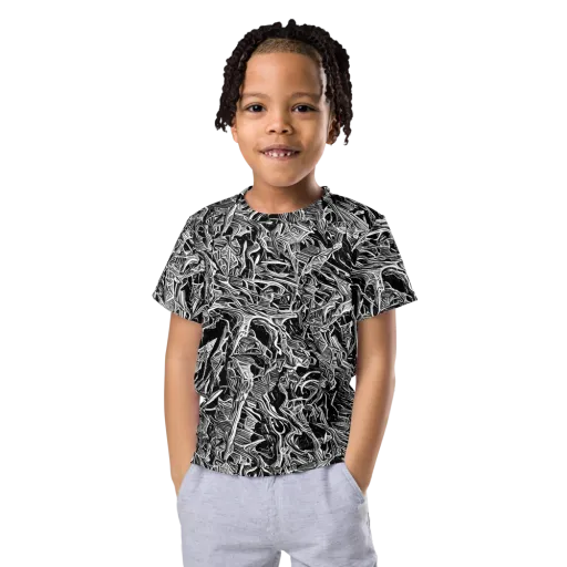 Noir Tendrils on a Kids Crew Neck T-Shirt