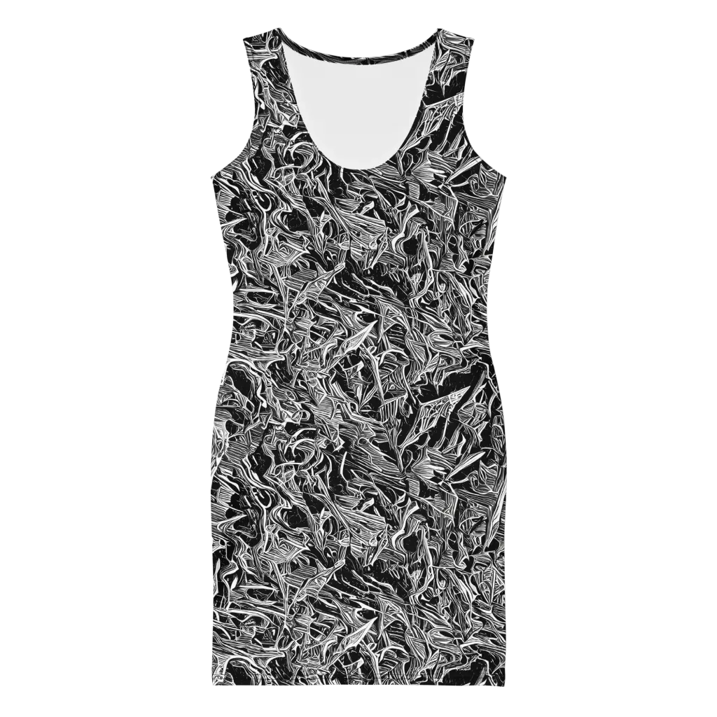 Noir Tendrils on Bodycon Dress — Front