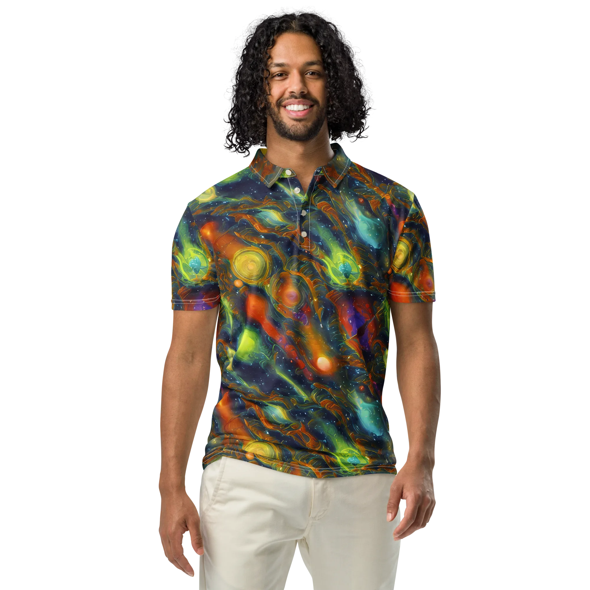 Galactic Tide on Men's Slim Fit Polo Shirt — Front