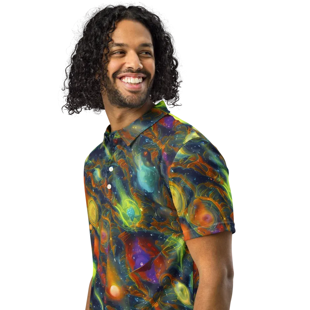 Galactic Tide on Men's Slim Fit Polo Shirt — Left Front