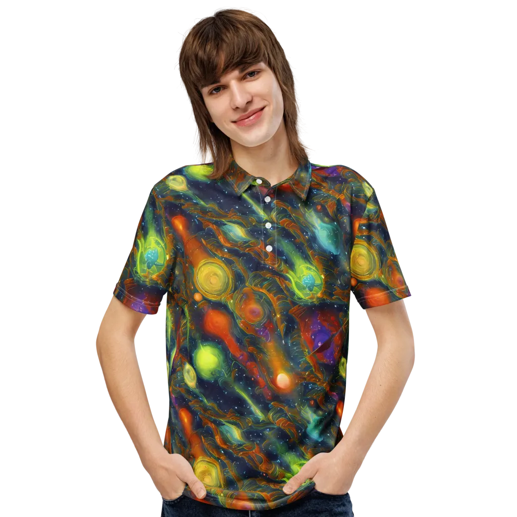 Galactic Tide on Men's Slim Fit Polo Shirt — Front