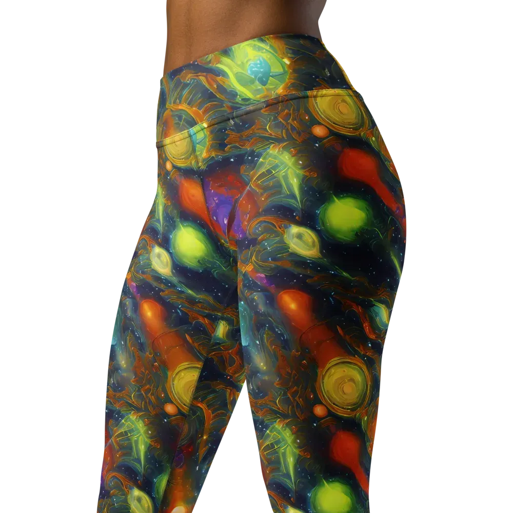 Galactic Tide on Yoga Leggings — Left Front