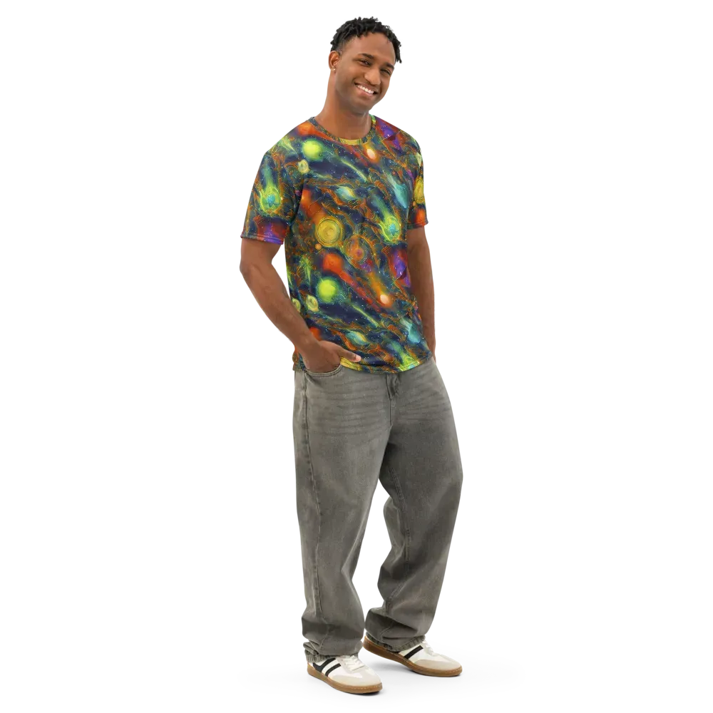 Galactic Tide on Men's Cotton Crew Neck T-Shirt — Right Front