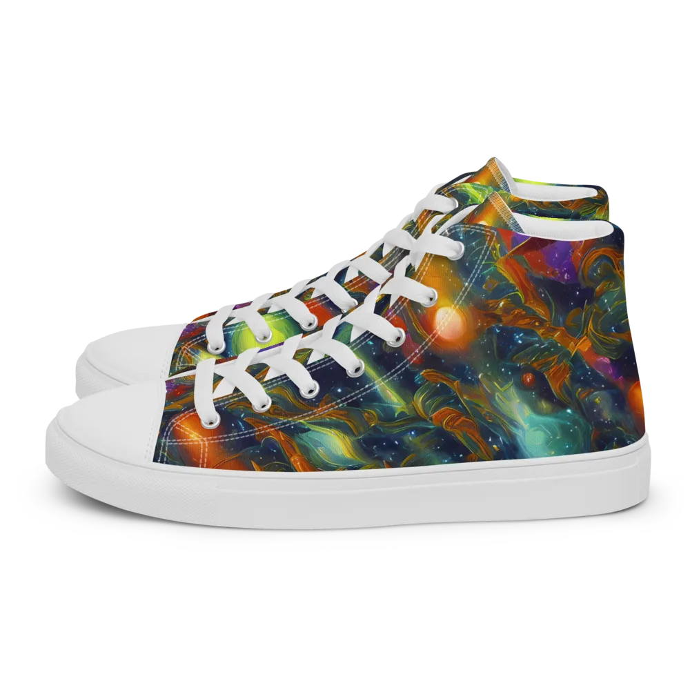 Galactic Tide on Men's High Top Canvas Shoes — Left