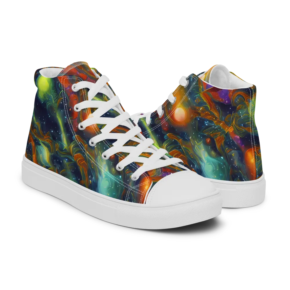 Galactic Tide on Men's High Top Canvas Shoes — Right