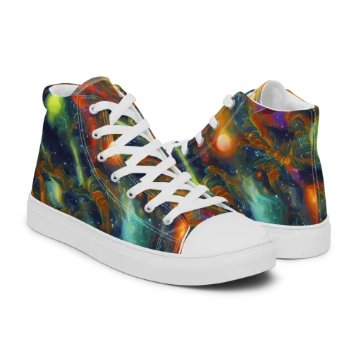 Galactic Tide on a Men's High Top Canvas Shoes