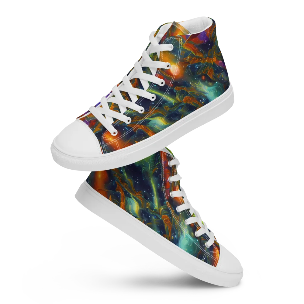 Galactic Tide on Men's High Top Canvas Shoes — Front