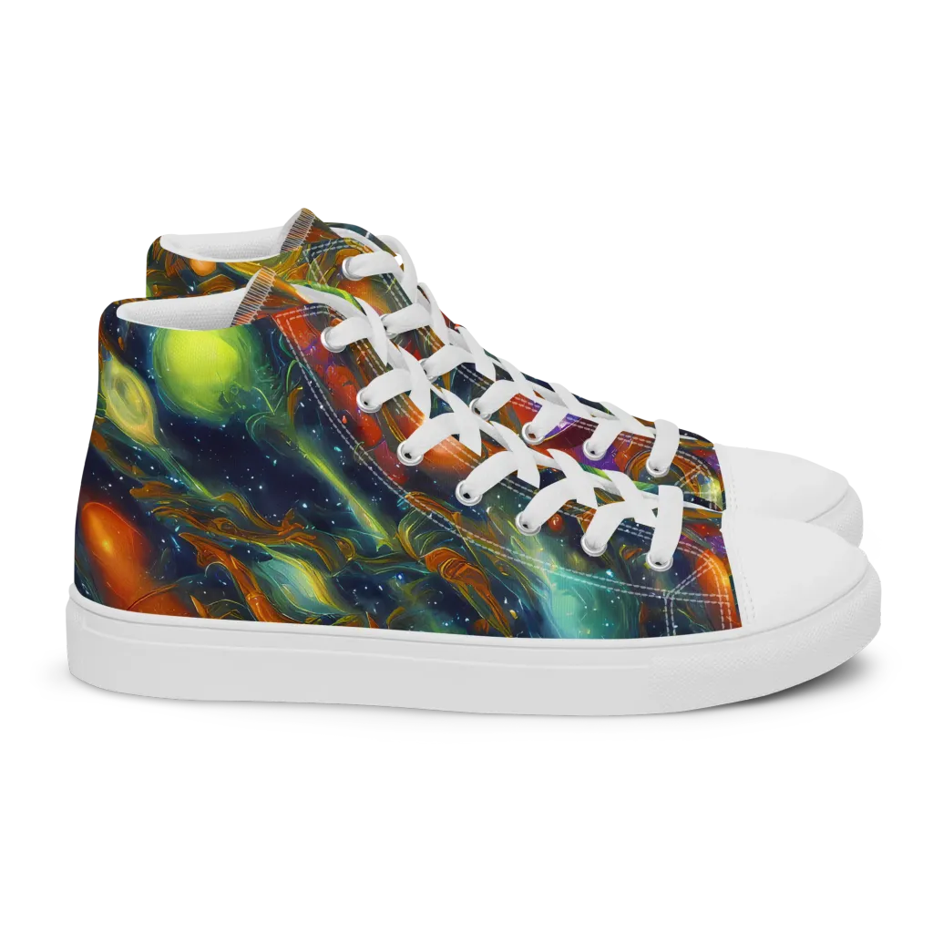 Galactic Tide on Women's High Top Canvas Shoes — Right