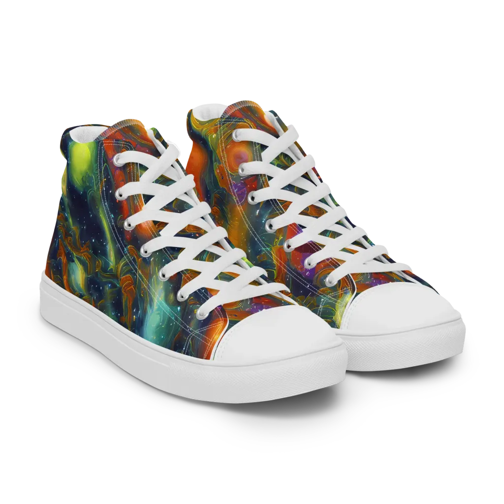 Galactic Tide on Women's High Top Canvas Shoes — Right Front