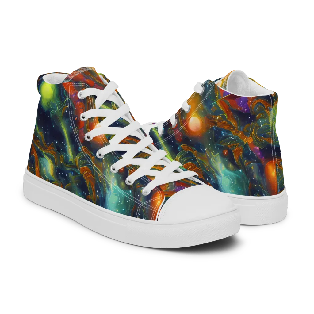 Galactic Tide on Women's High Top Canvas Shoes — Right