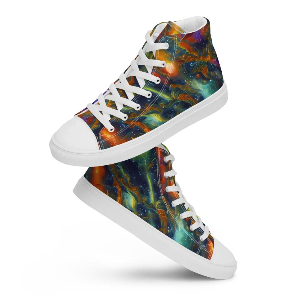 Galactic Tide on Women's High Top Canvas Shoes — Front