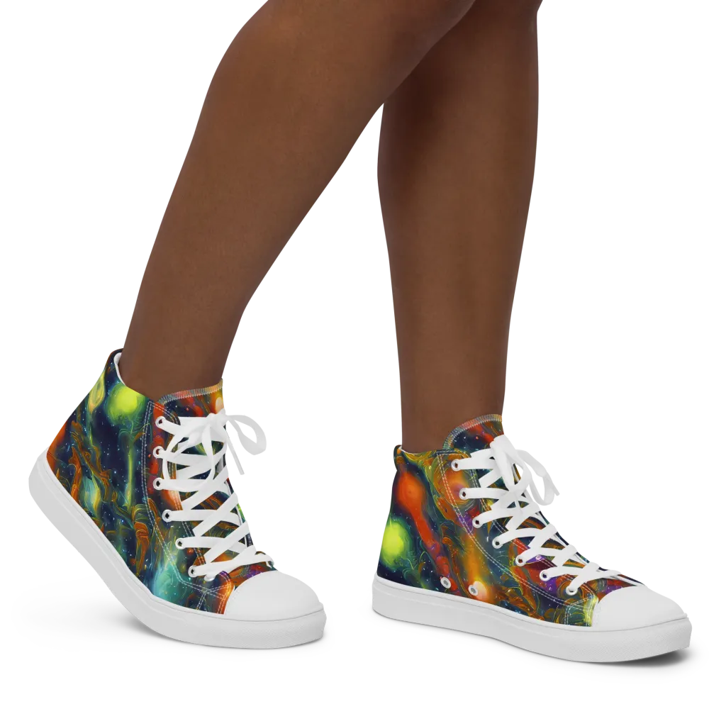 Galactic Tide on Women's High Top Canvas Shoes — Right