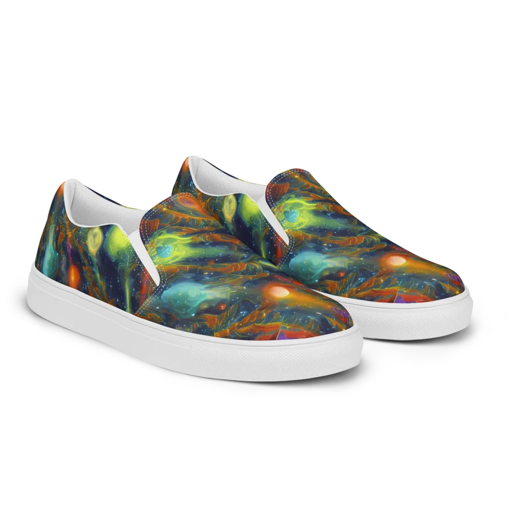 Galactic Tide on Men's Slip-On Canvas Shoes — Right Front