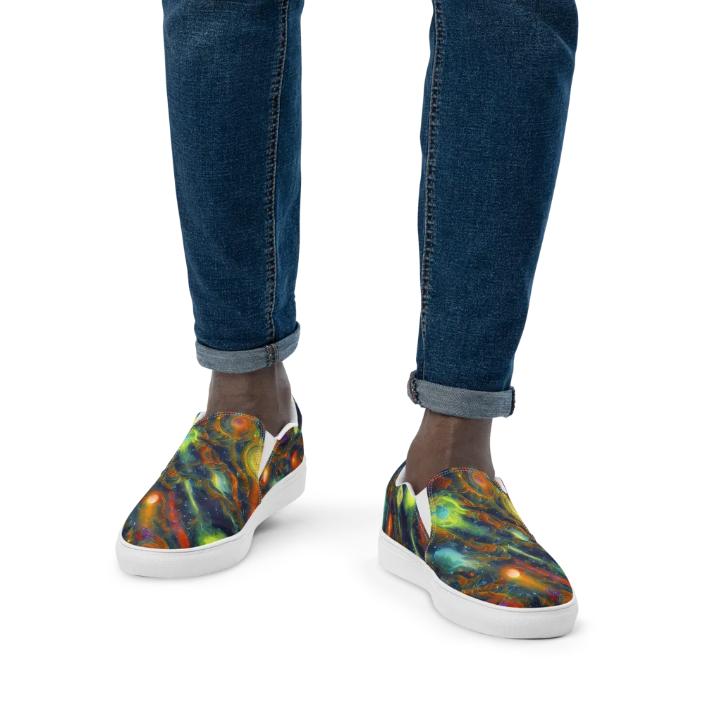 Galactic Tide on Men's Slip-On Canvas Shoes — Front
