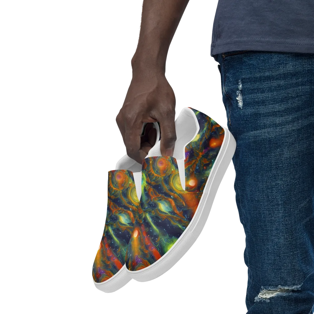 Galactic Tide on Men's Slip-On Canvas Shoes — Left Front