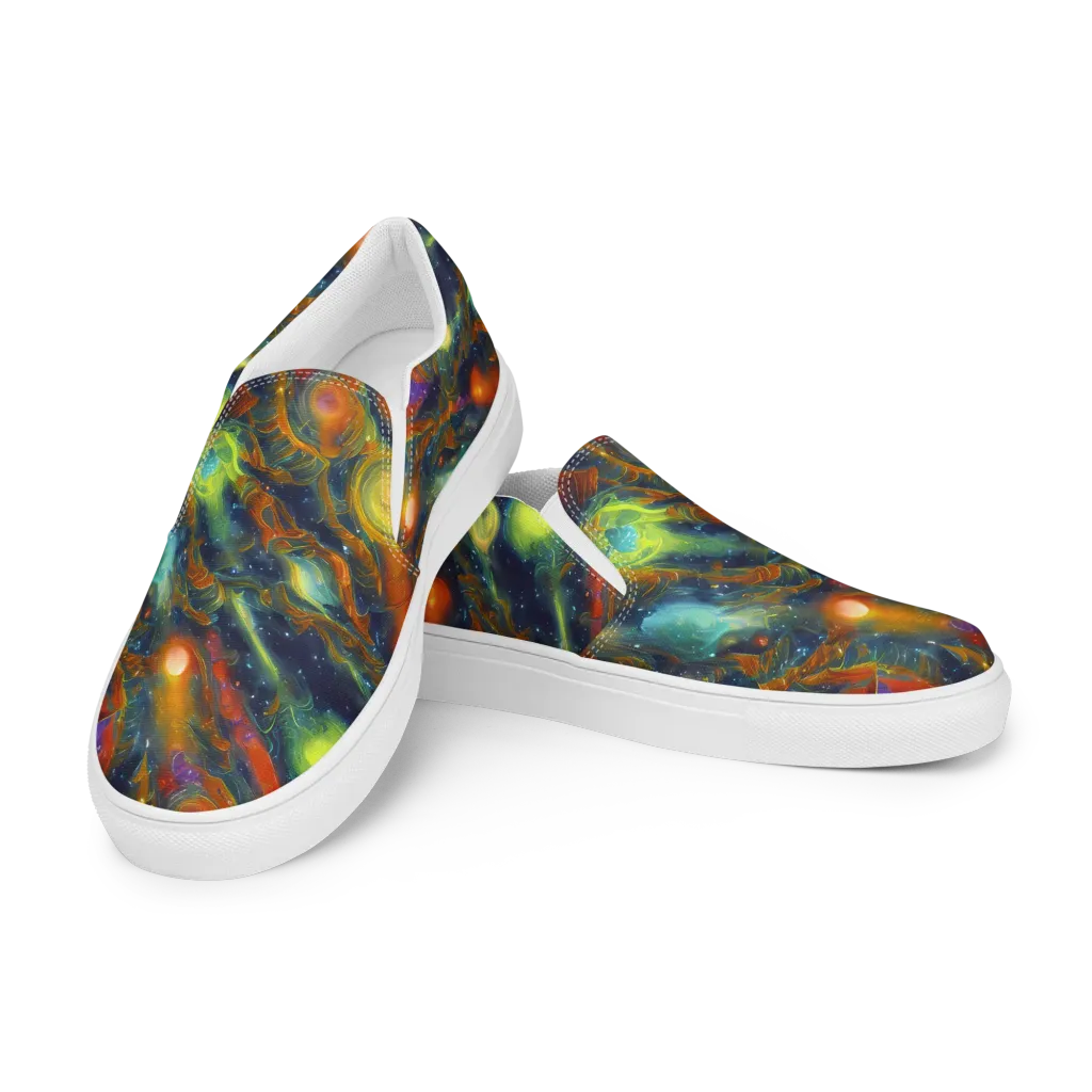 Galactic Tide on Women's Slip-On Canvas Shoes — Left Front