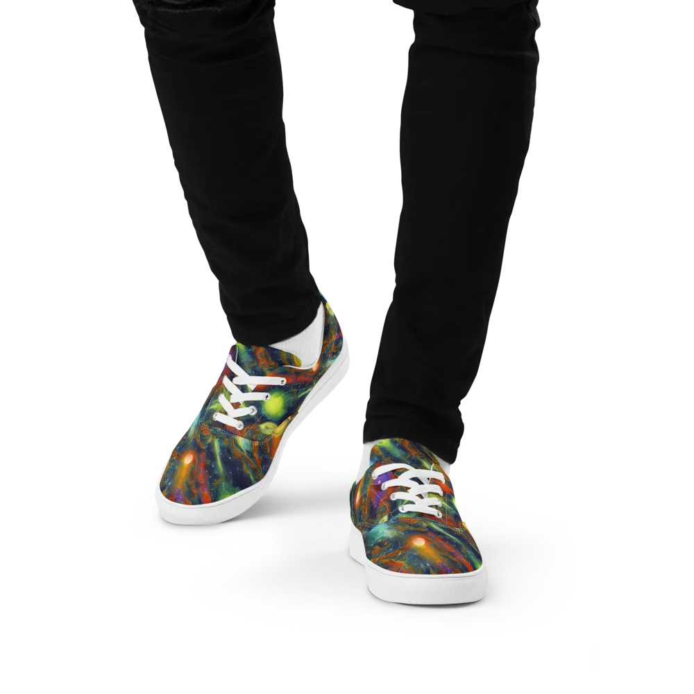 Galactic Tide on Men's Lace-Up Canvas Shoes — Front