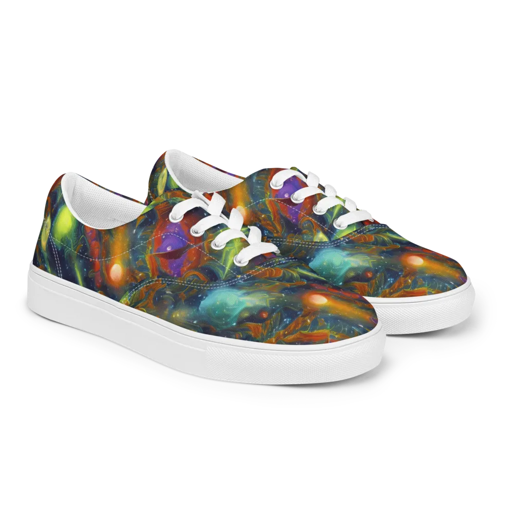 Galactic Tide on Men's Lace-Up Canvas Shoes — Right Front