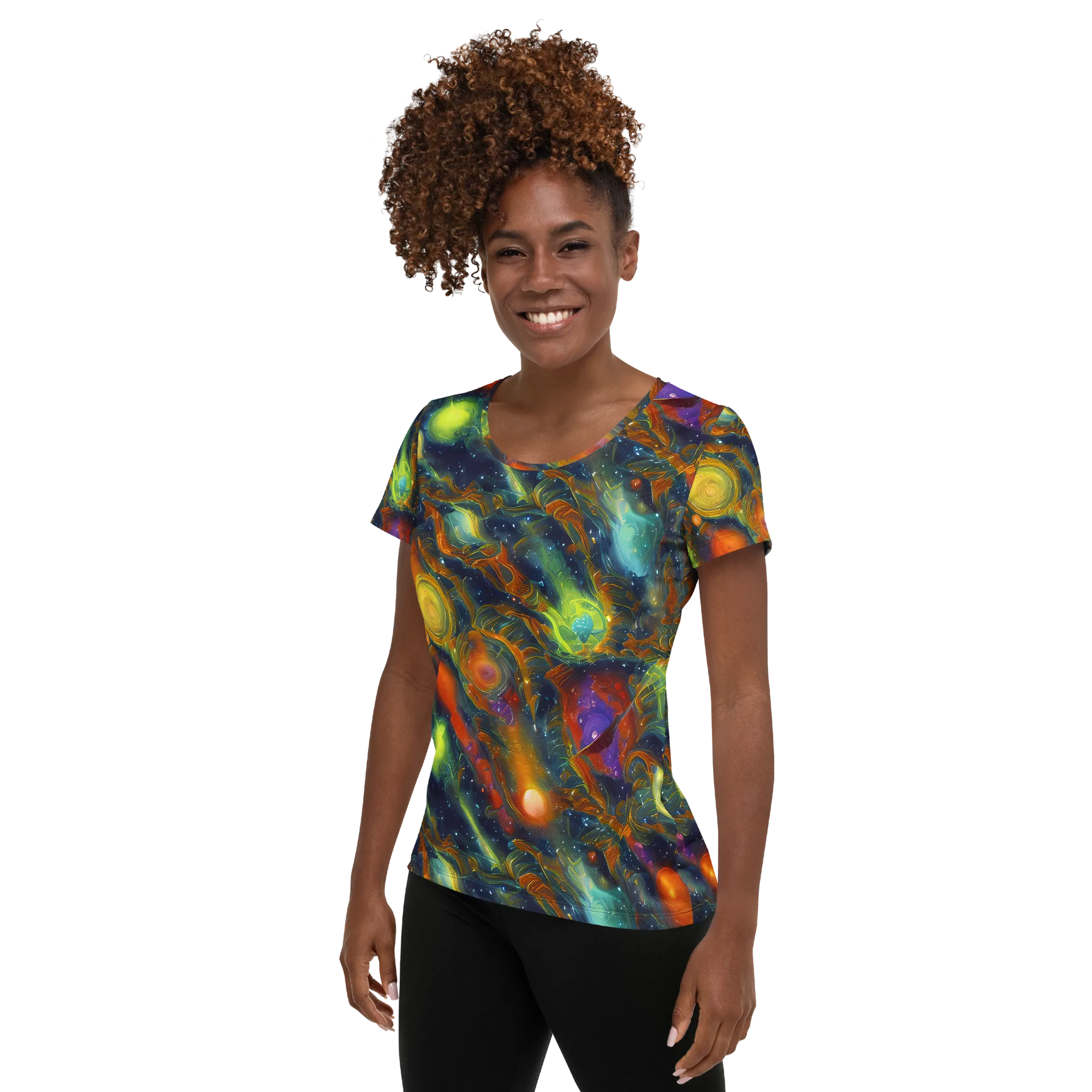Galactic Tide on Women's Athletic T-Shirt — Left