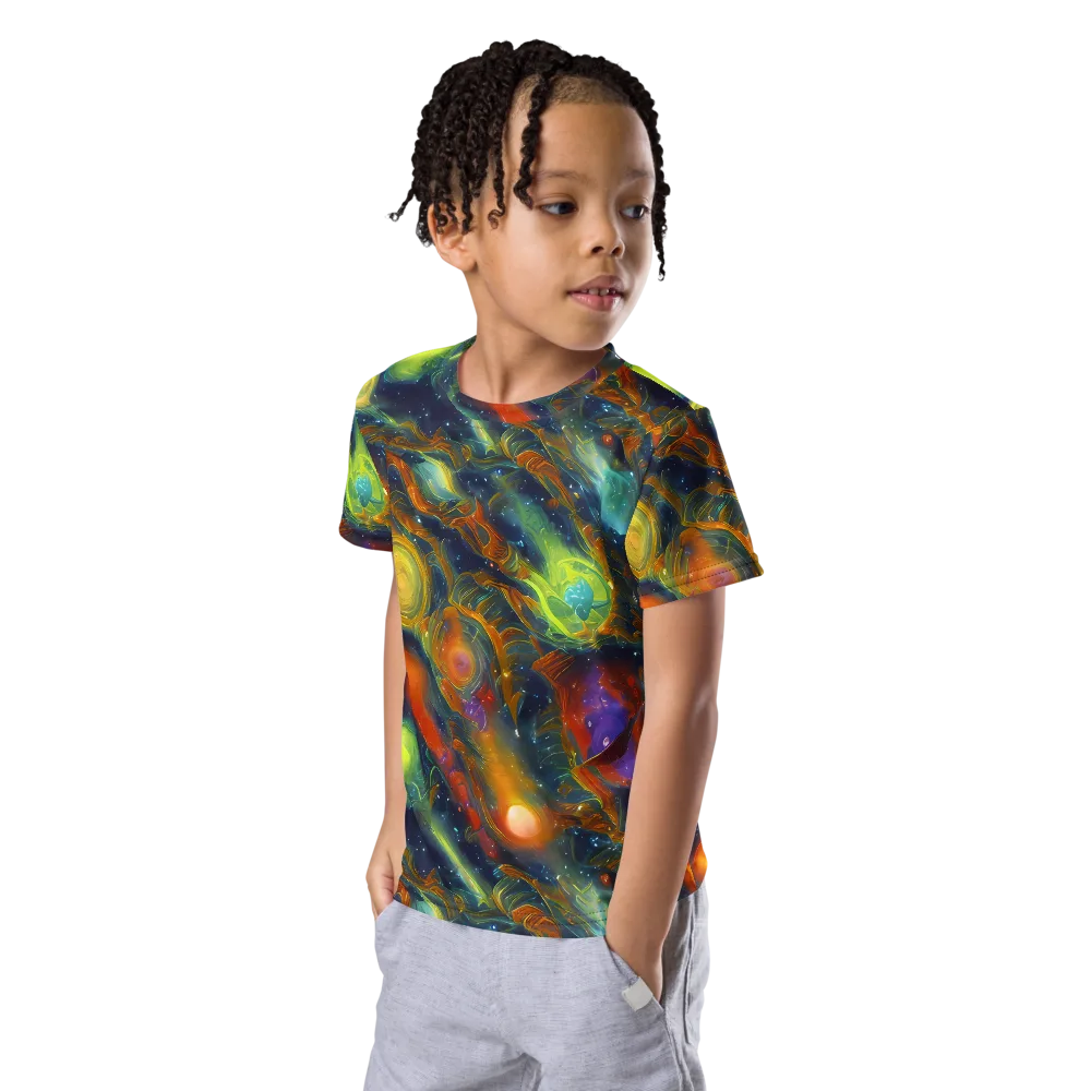 Galactic Tide on Kids Crew Neck T-Shirt — Left Front