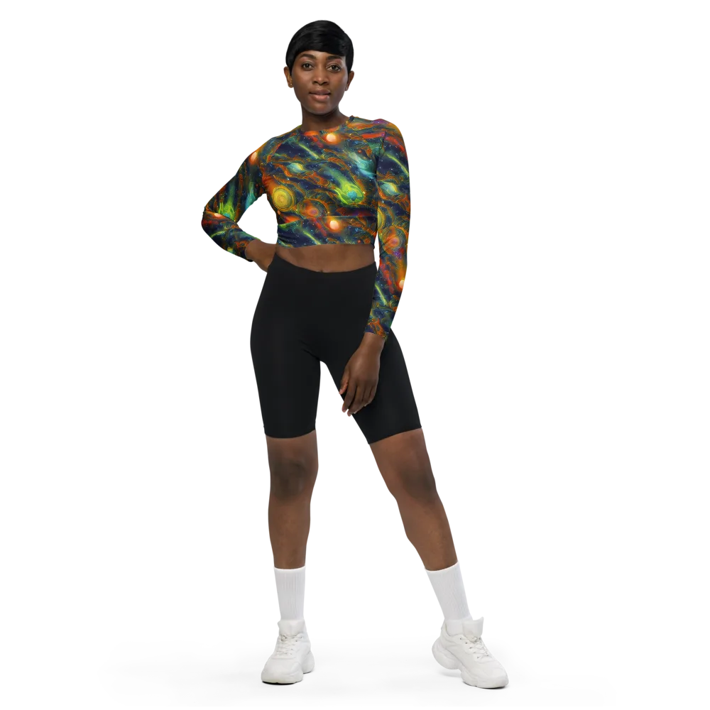 Galactic Tide on Long Sleeve Crop Top — Front
