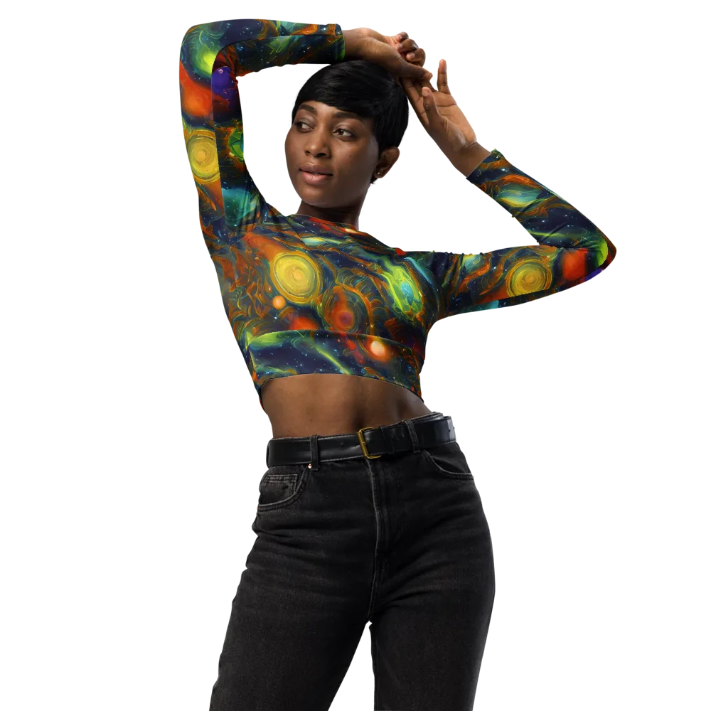Galactic Tide on Long Sleeve Crop Top — Front