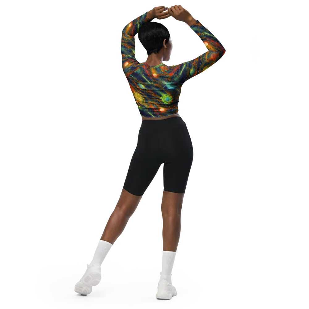 Galactic Tide on Long Sleeve Crop Top — Back