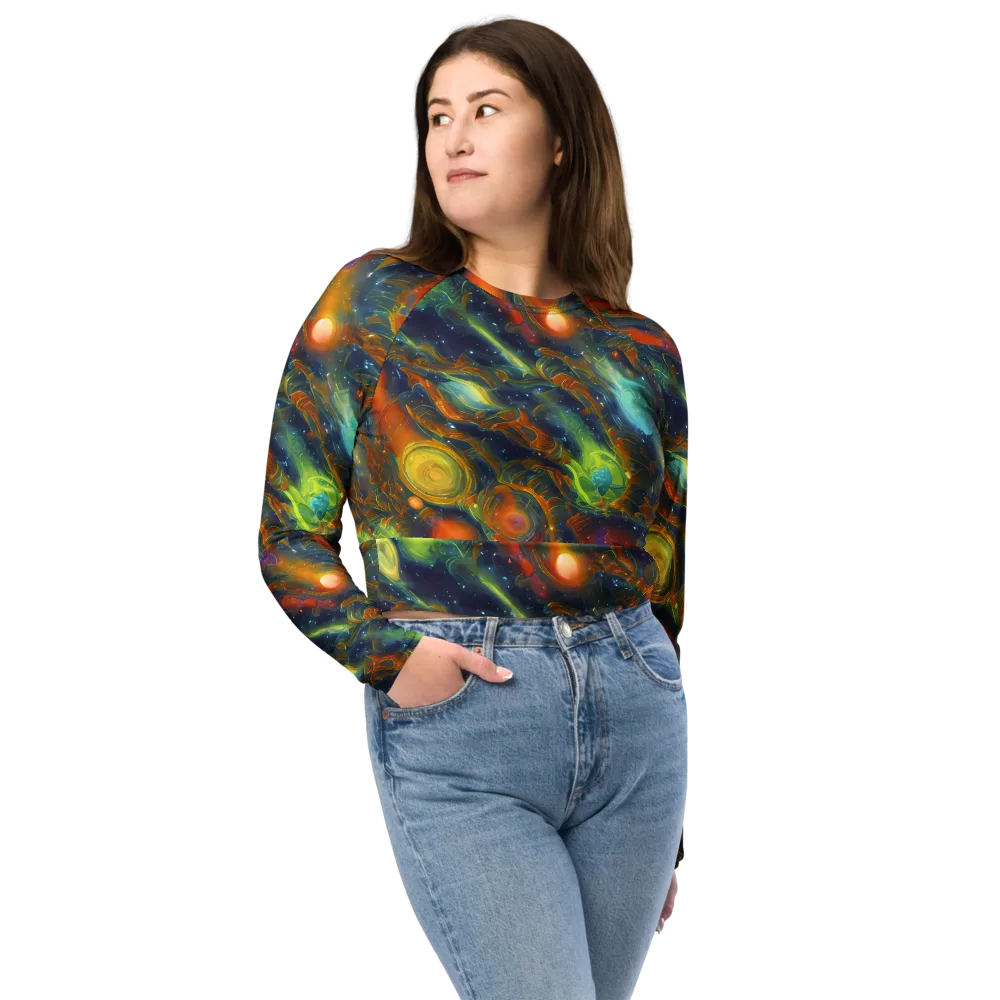 Galactic Tide on Long Sleeve Crop Top — Front