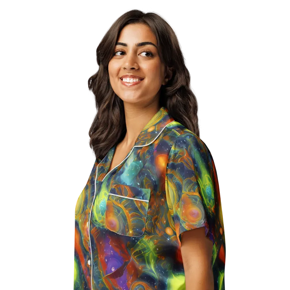 Galactic Tide on Women's Short Sleeve Pajama Top — Left Front