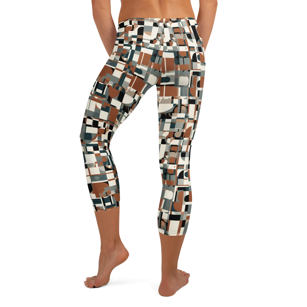 Terracotta Grid on Capri Leggings — Back