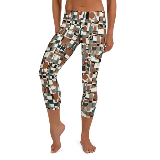 Terracotta Grid on a Capri Leggings