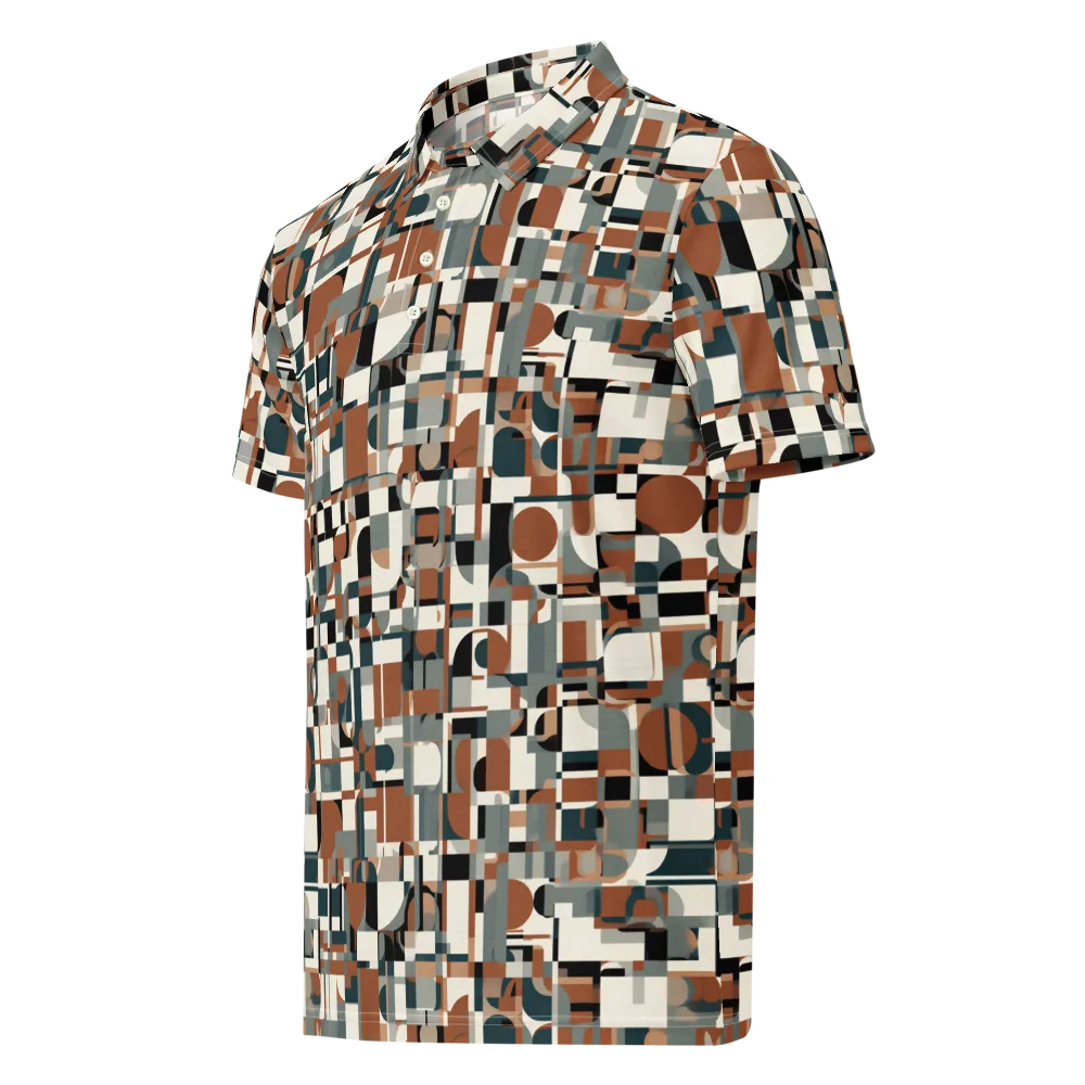 Terracotta Grid on Men's Slim Fit Polo Shirt — Left Front