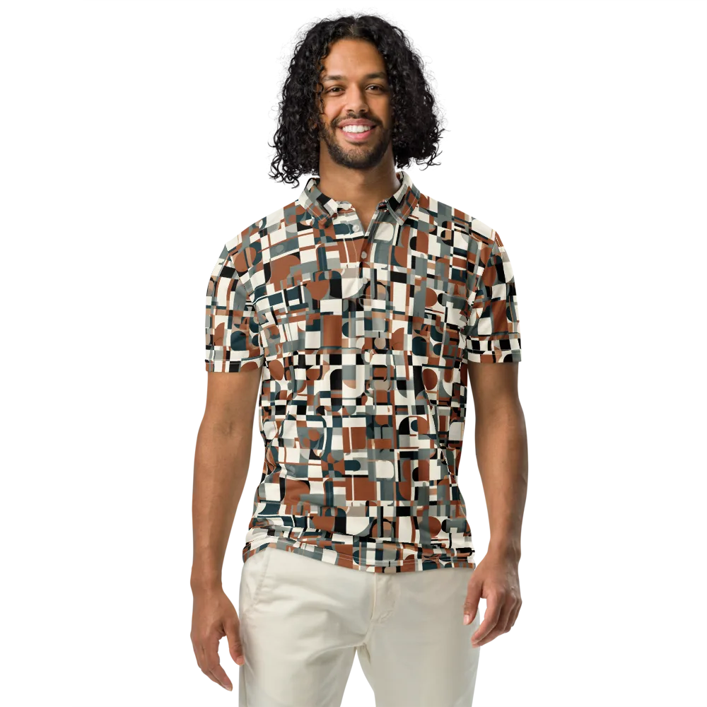 Terracotta Grid on Men's Slim Fit Polo Shirt — Front