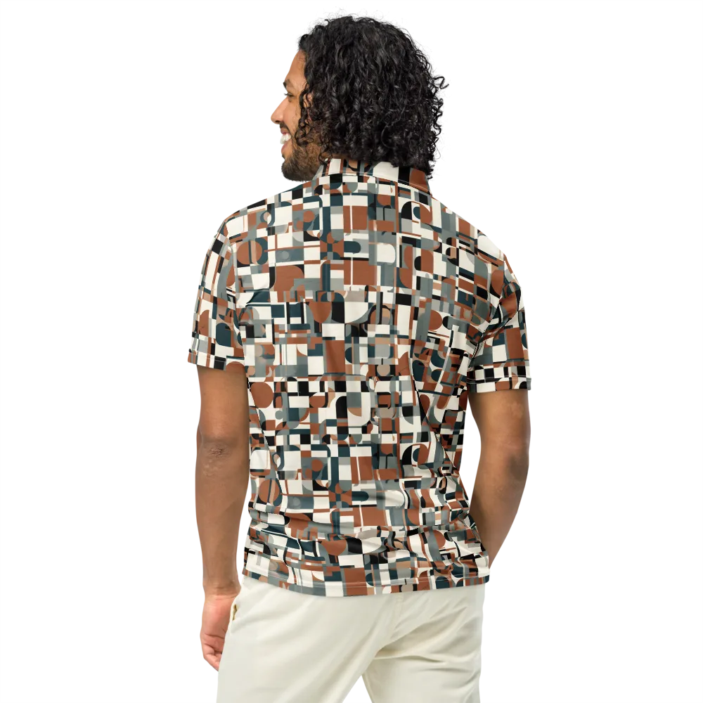 Terracotta Grid on Men's Slim Fit Polo Shirt — Back