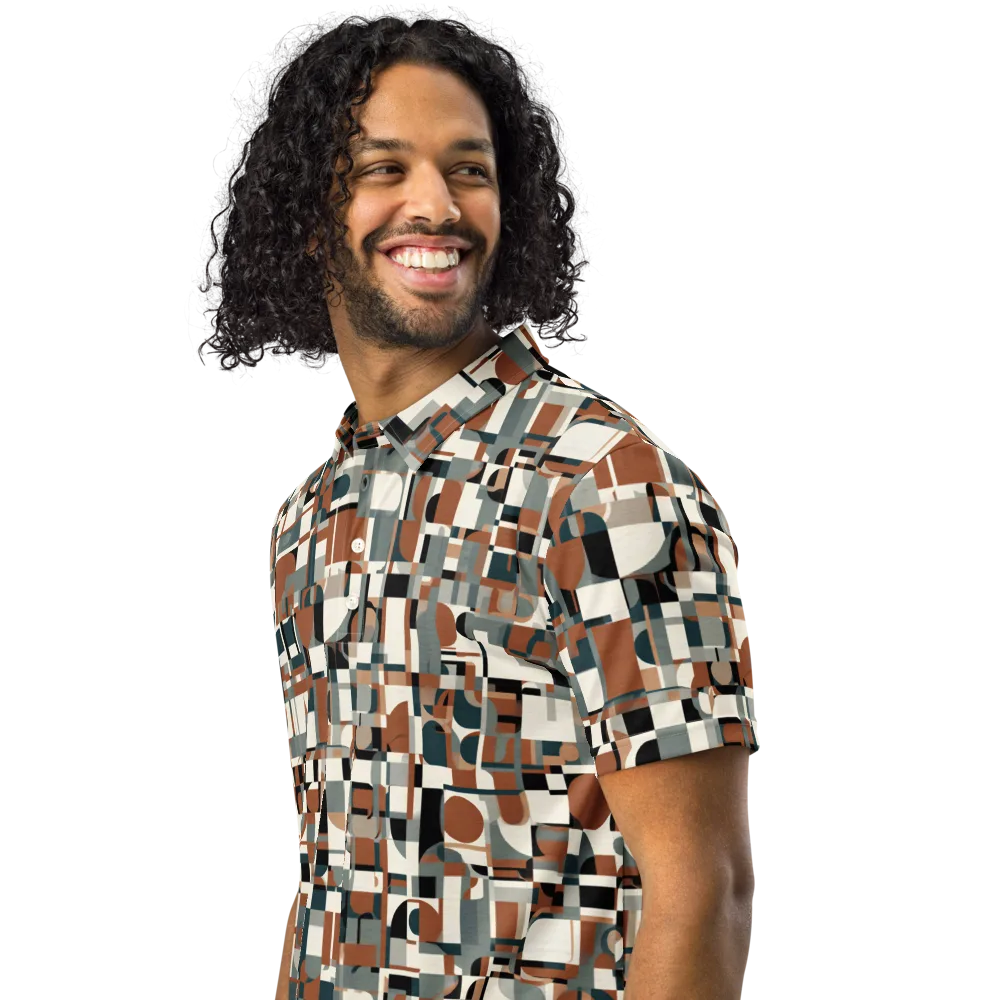 Terracotta Grid on Men's Slim Fit Polo Shirt — Left Front