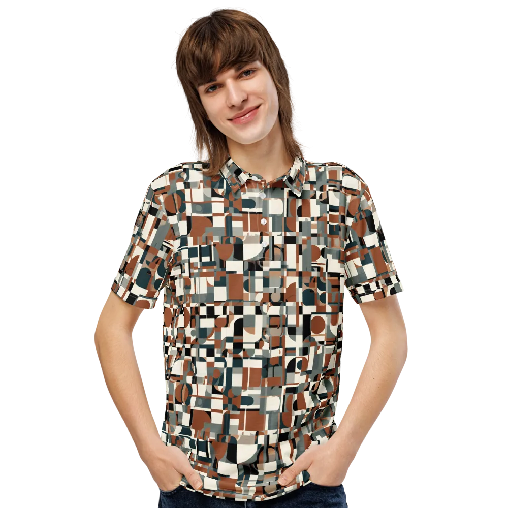 Terracotta Grid on Men's Slim Fit Polo Shirt — Front