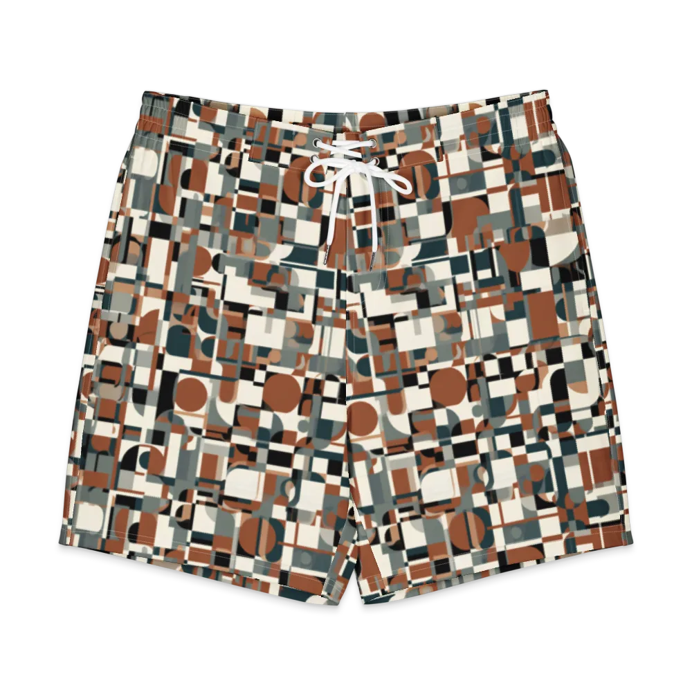 Terracotta Grid on Men's Board Shorts — Front