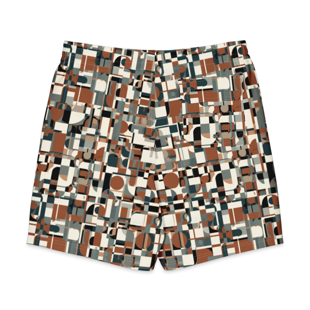 Terracotta Grid on Men's Board Shorts — Back