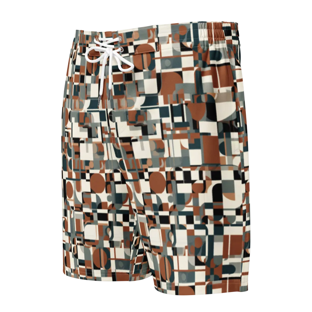 Terracotta Grid on Men's Board Shorts — Front