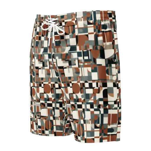 Terracotta Grid on a Men's Board Shorts